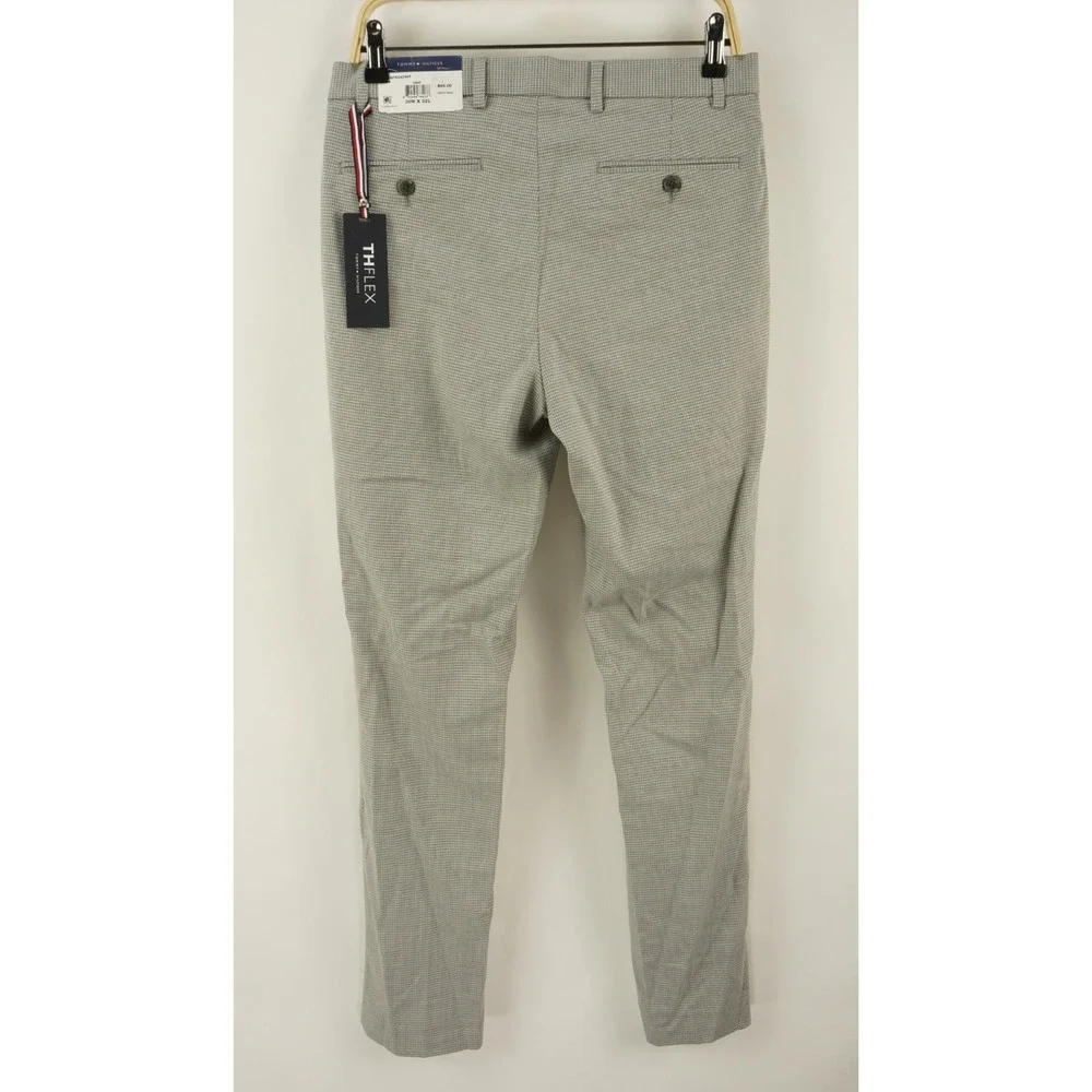 New $95 Tommy Hilfiger Men's 30 x‎ 32 Gray Houndstooth Performance Dress Pants